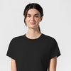 AURA Women's Captivate Crew Neck Tuck-in Scrub Top Black hemline detail
