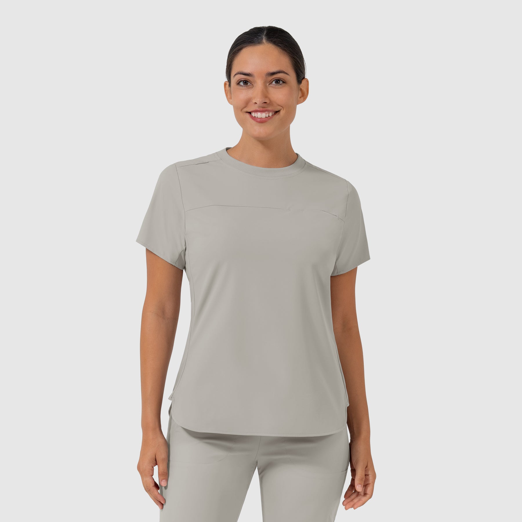 AURA Women's Captivate Crew Neck Tuck-in Scrub Top - Cool Gray