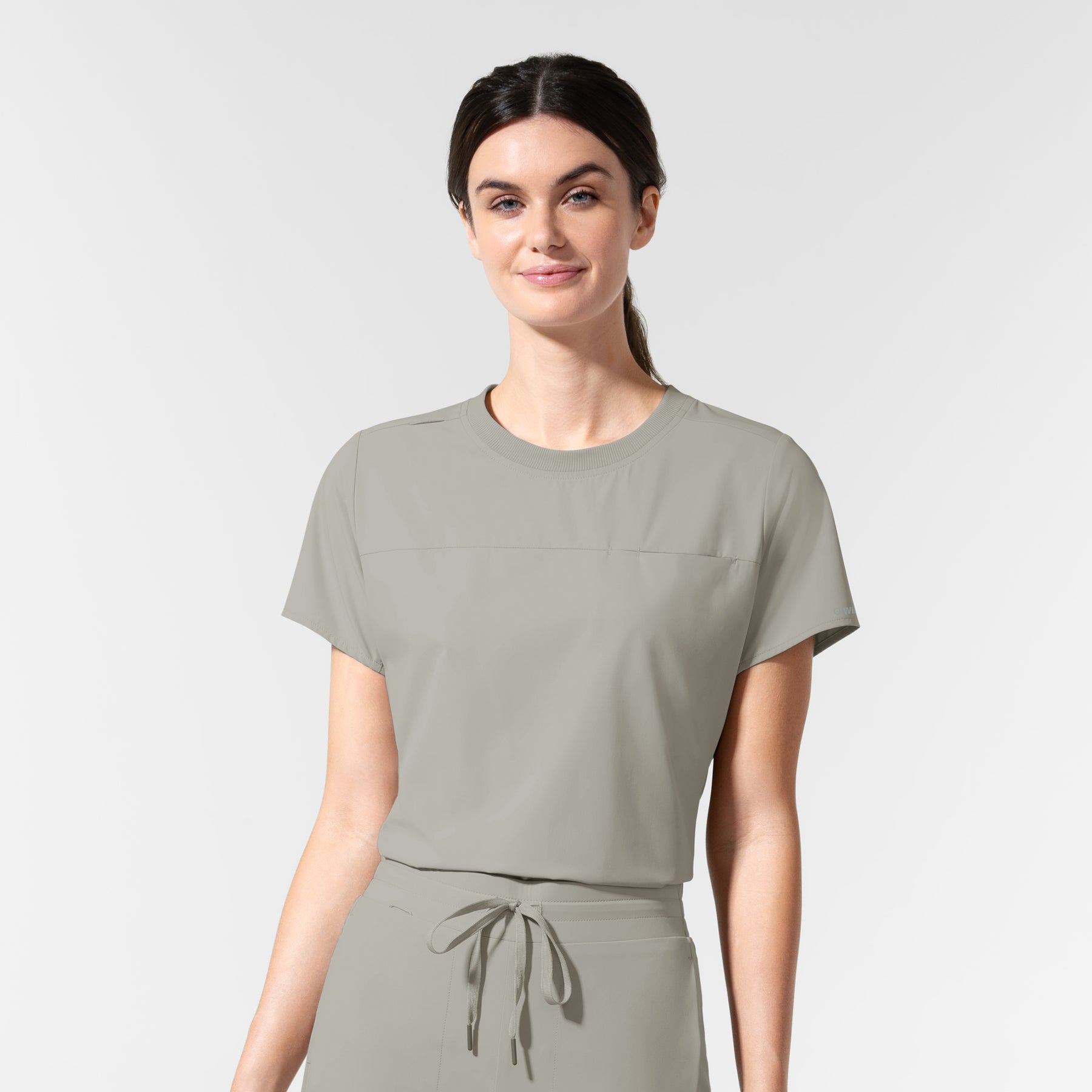 AURA Women's Captivate Crew Neck Tuck-in Scrub Top - Cool Gray