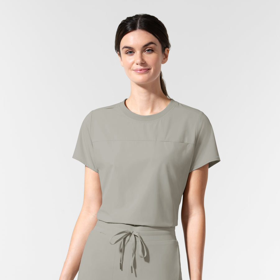 AURA Women's Captivate Crew Neck Tuck-in Scrub Top - Cool Gray