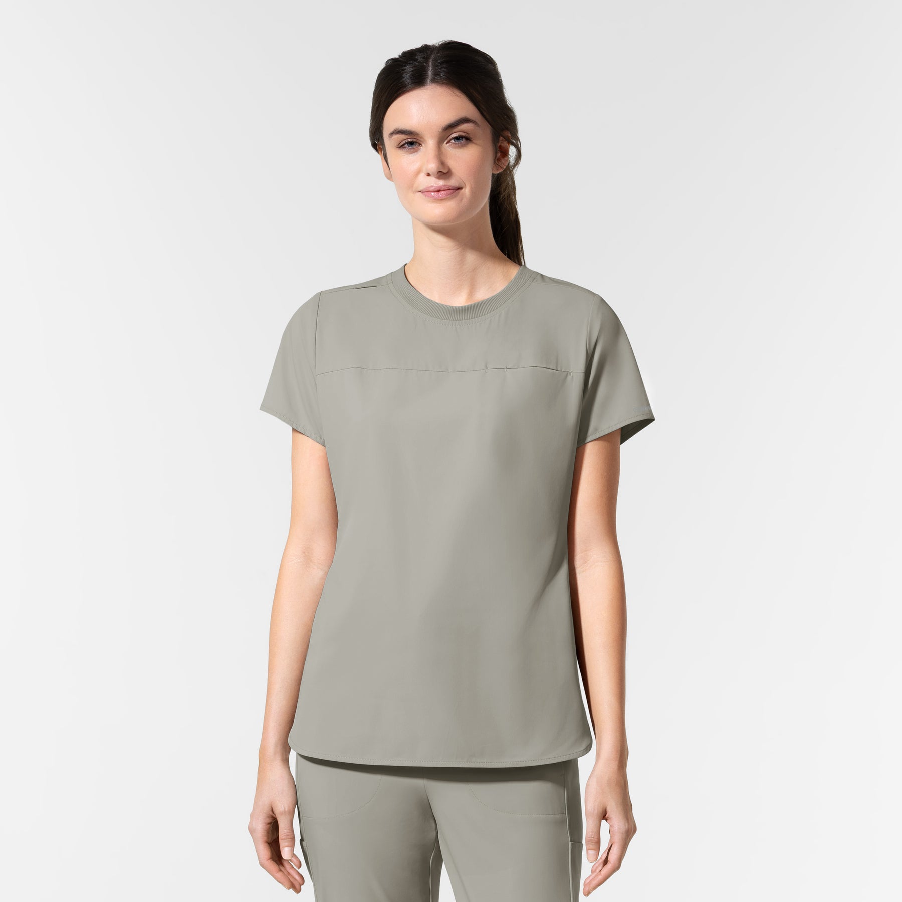 AURA Women's Captivate Crew Neck Tuck-in Scrub Top - Cool Gray