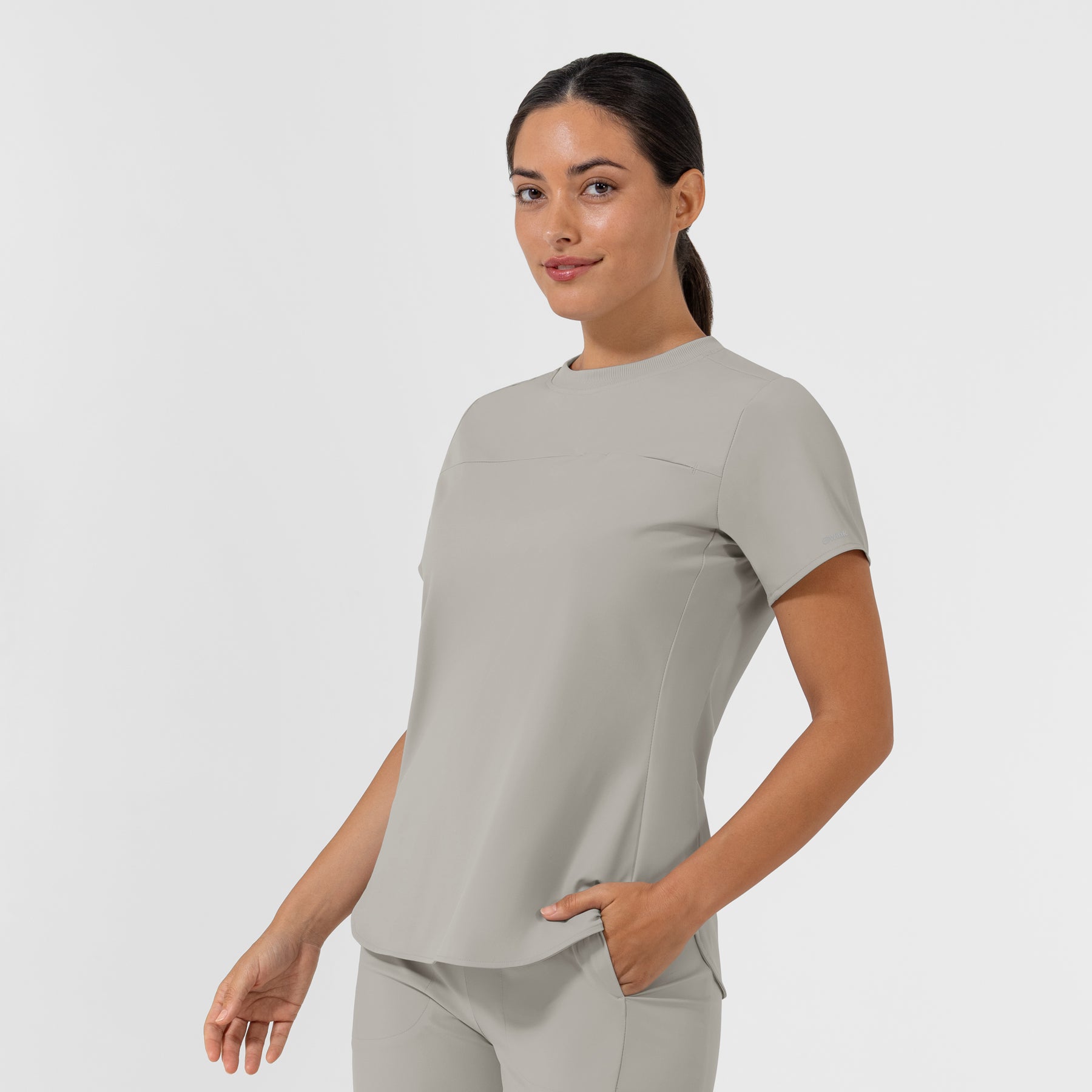 AURA Women's Captivate Crew Neck Tuck-in Scrub Top - Cool Gray