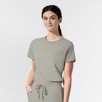 AURA Women's Captivate Crew Neck Tuck-in Scrub Top - Cool Gray