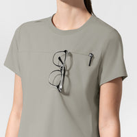 AURA Women's Captivate Crew Neck Tuck-in Scrub Top - Cool Gray