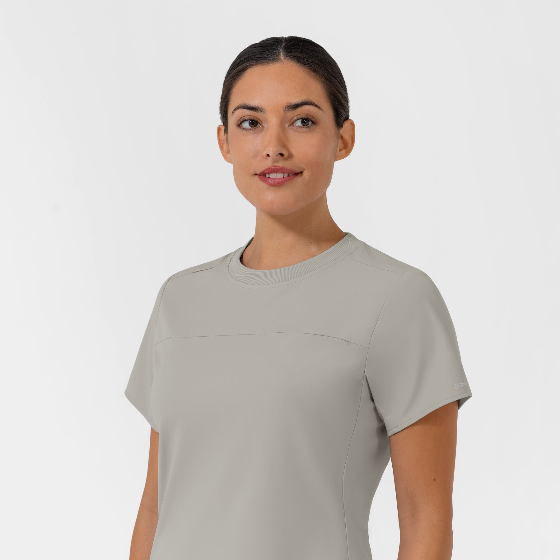 AURA Women's Captivate Crew Neck Tuck-in Scrub Top - Cool Gray