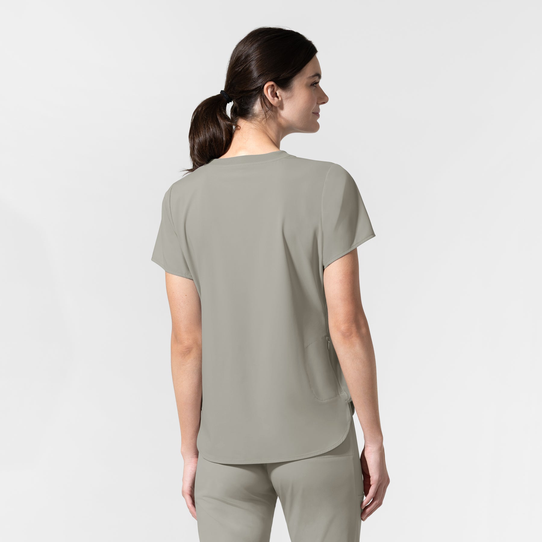 AURA Women's Captivate Crew Neck Tuck-in Scrub Top - Cool Gray