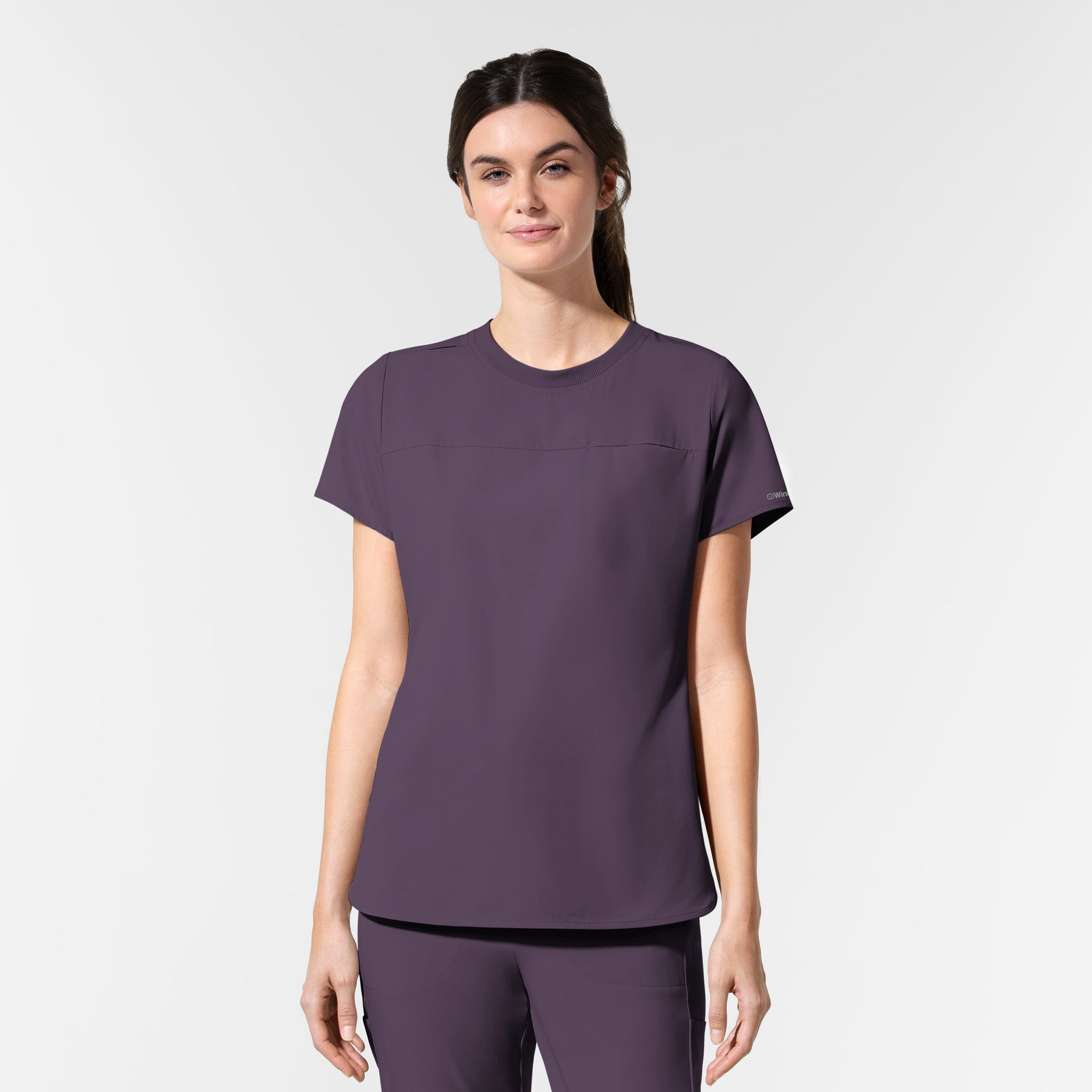 AURA Women's Captivate Crew Neck Tuck-in Scrub Top Dusk