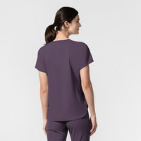 AURA Women's Captivate Crew Neck Tuck-in Scrub Top Dusk front detail