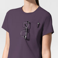 AURA Women's Captivate Crew Neck Tuck-in Scrub Top Dusk side detail 1