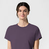 AURA Women's Captivate Crew Neck Tuck-in Scrub Top Dusk hemline detail