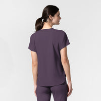 AURA Women's Captivate Crew Neck Tuck-in Scrub Top Dusk back view