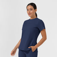 AURA Women's Captivate Crew Neck Tuck-in Scrub Top - Navy