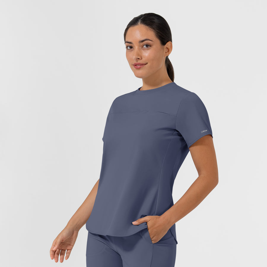 AURA Women's Captivate Crew Neck Tuck-in Scrub Top - Slate Blue