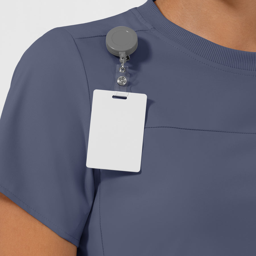 AURA Women's Captivate Crew Neck Tuck-in Scrub Top - Slate Blue
