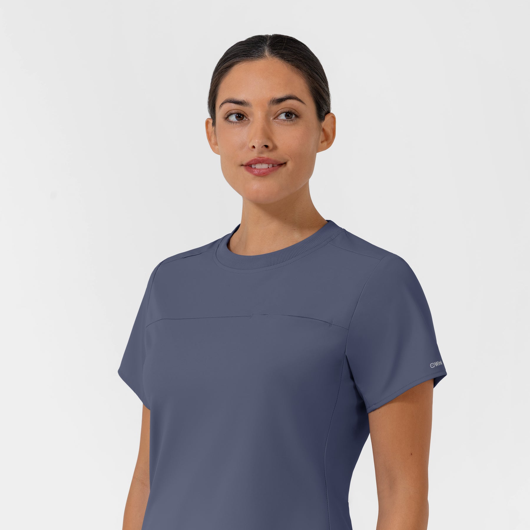 AURA Women's Captivate Crew Neck Tuck-in Scrub Top - Slate Blue