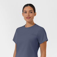 AURA Women's Captivate Crew Neck Tuck-in Scrub Top - Slate Blue