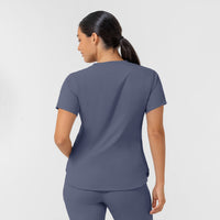 AURA Women's Captivate Crew Neck Tuck-in Scrub Top - Slate Blue