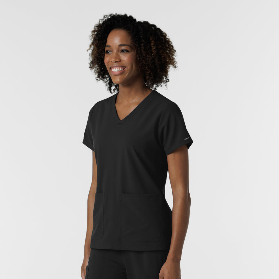 NURTUR Women's V-Neck Scrub Top - Black side