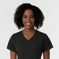 NURTUR Women's V-Neck Scrub Top - Black neckline