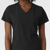 NURTUR Women's V-Neck Scrub Top - Black front detail