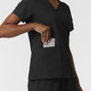 NURTUR Women's V-Neck Scrub Top - Black large pocket