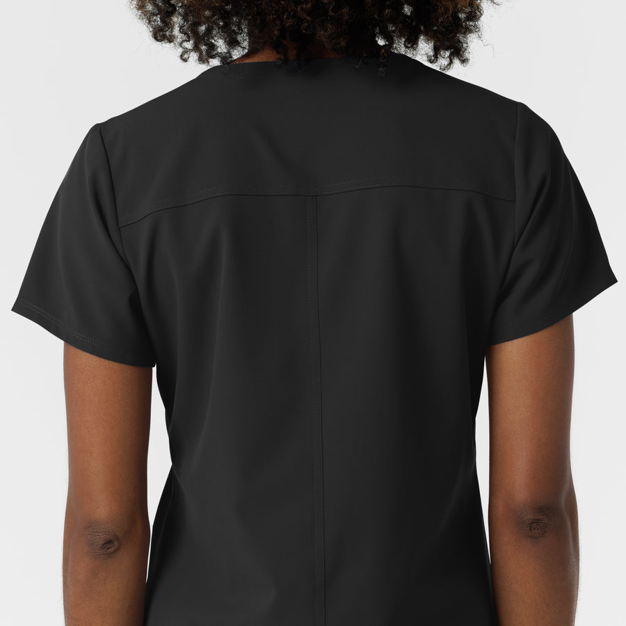 NURTUR Women's V-Neck Scrub Top - Black back detail
