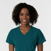 NURTUR Women's V-Neck Scrub Top - Caribbean neckline