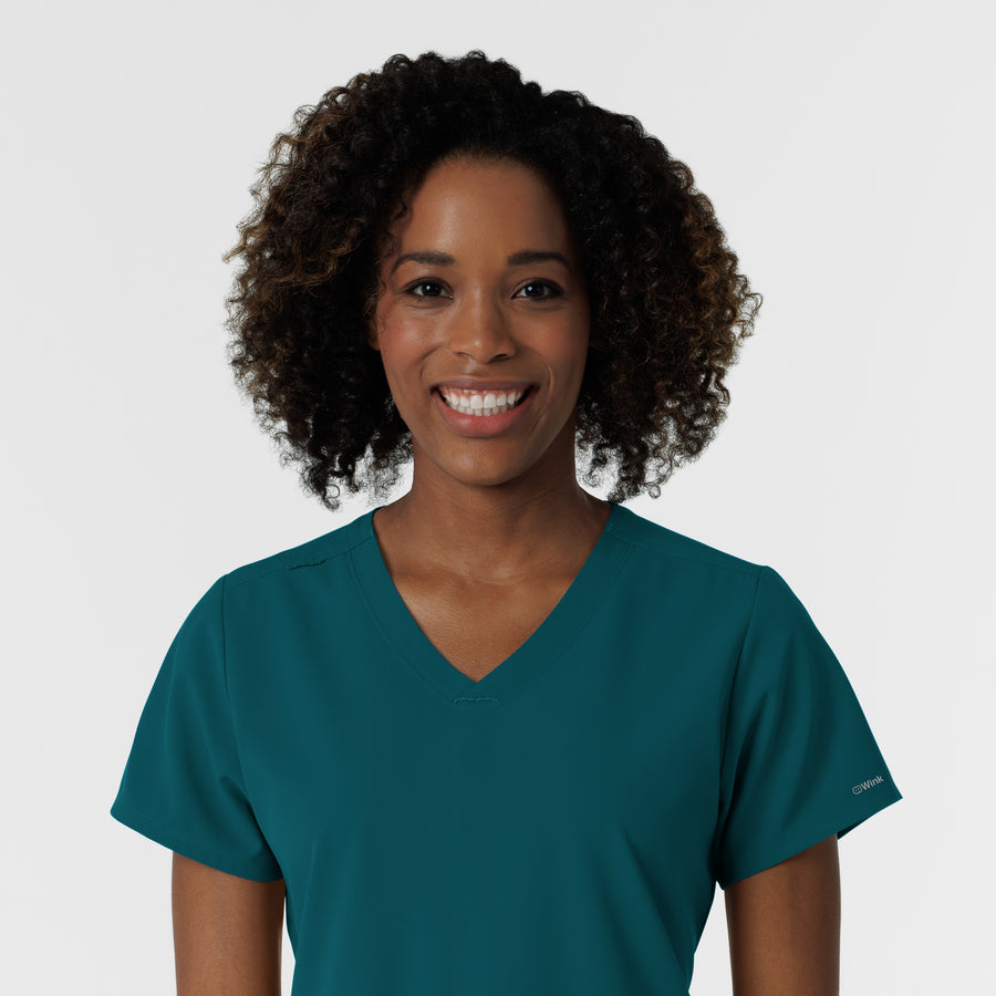 NURTUR Women's V-Neck Scrub Top - Caribbean neckline