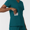NURTUR Women's V-Neck Scrub Top - Caribbean large pocket