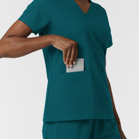 NURTUR Women's V-Neck Scrub Top - Caribbean large pocket