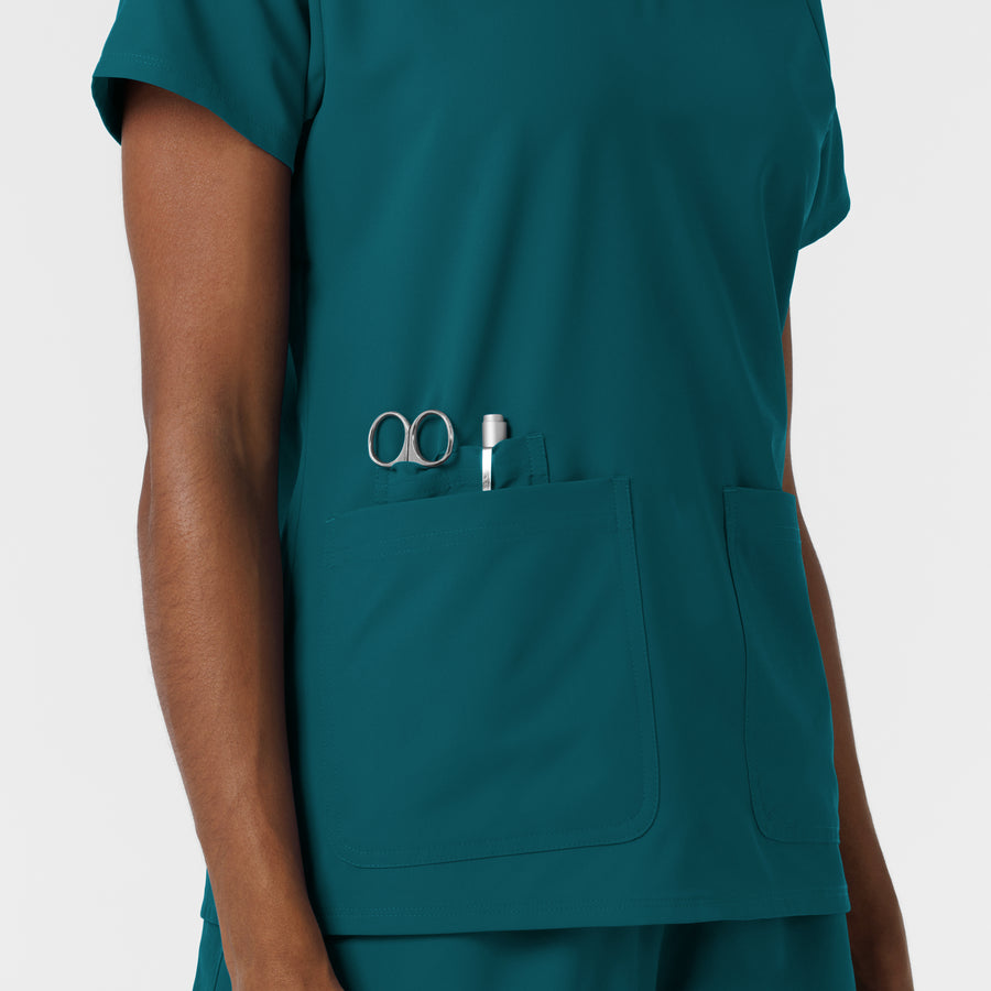 NURTUR Women's V-Neck Scrub Top - Caribbean utility loops