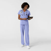 NURTUR Women's V-Neck Scrub Top Ceil Blue full scrub set