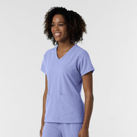 NURTUR Women's V-Neck Scrub Top Ceil Blue side view