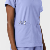 NURTUR Women's V-Neck Scrub Top Ceil Blue back detail