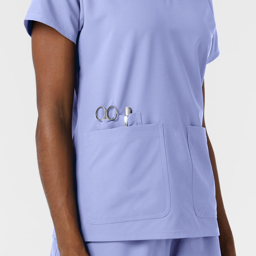 NURTUR Women's V-Neck Scrub Top Ceil Blue back detail