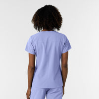 NURTUR Women's V-Neck Scrub Top Ceil Blue back view