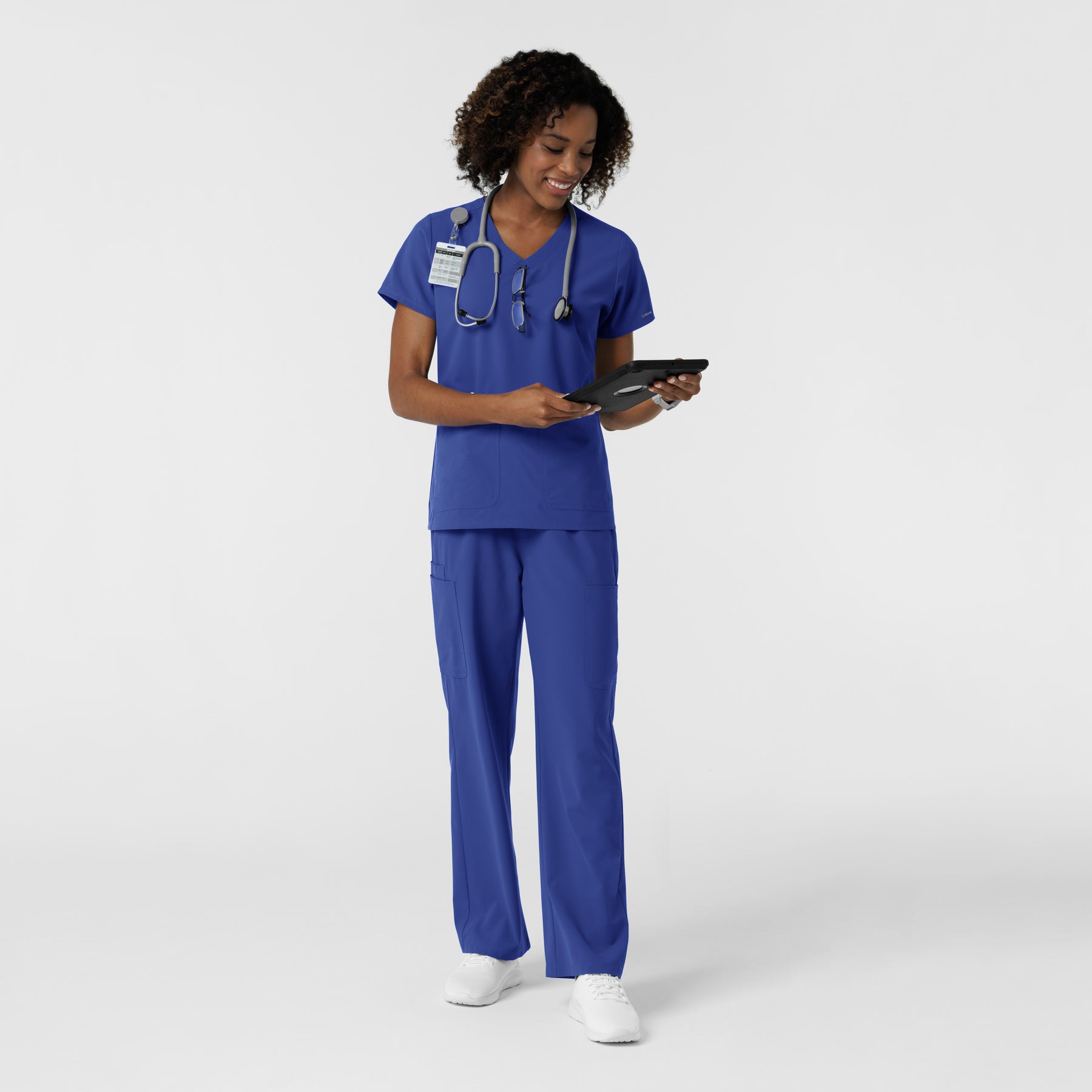 NURTUR Women's V-Neck Scrub Top - Galaxy Blue scrub set