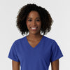 NURTUR Women's V-Neck Scrub Top - Galaxy Blue neckline