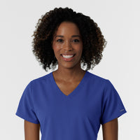 NURTUR Women's V-Neck Scrub Top - Galaxy Blue neckline