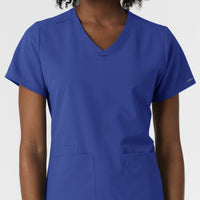 NURTUR Women's V-Neck Scrub Top - Galaxy Blue front detail