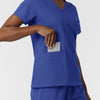 NURTUR Women's V-Neck Scrub Top - Galaxy Blue large pocket