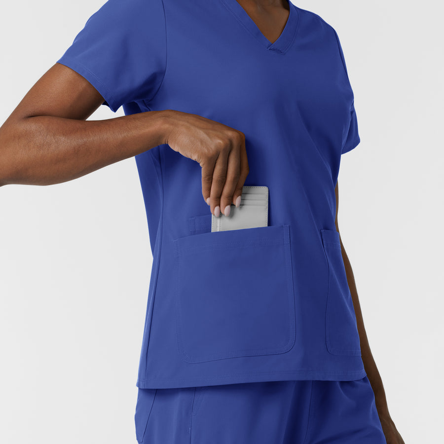 NURTUR Women's V-Neck Scrub Top - Galaxy Blue large pocket