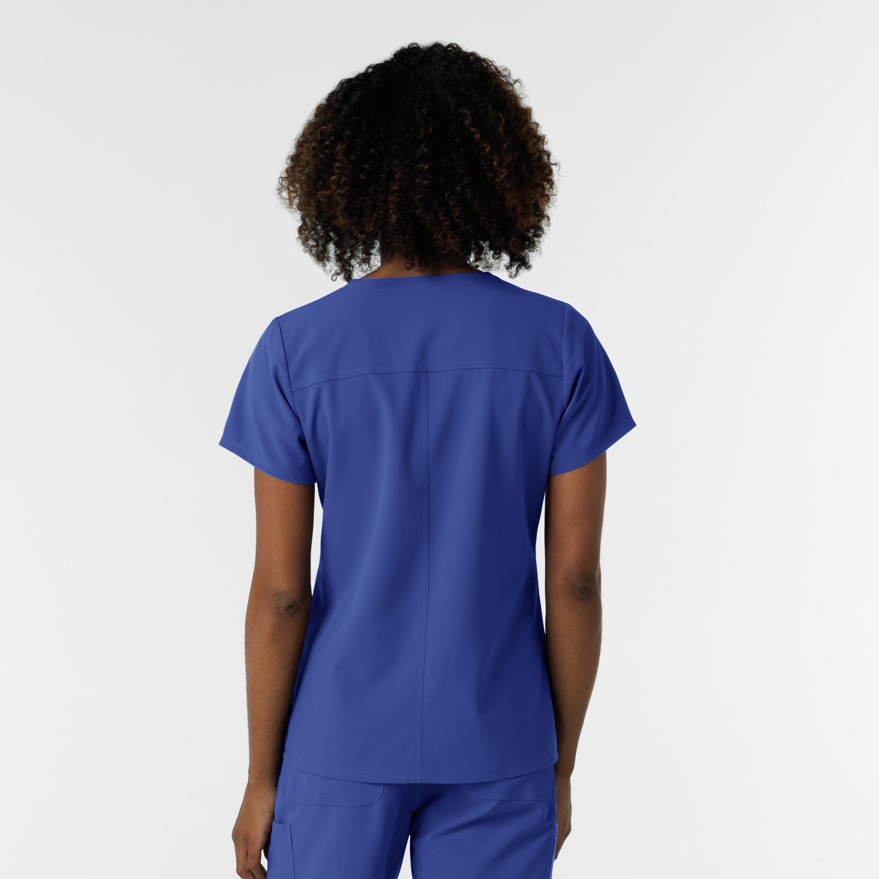 NURTUR Women's V-Neck Scrub Top Galaxy Blue back view