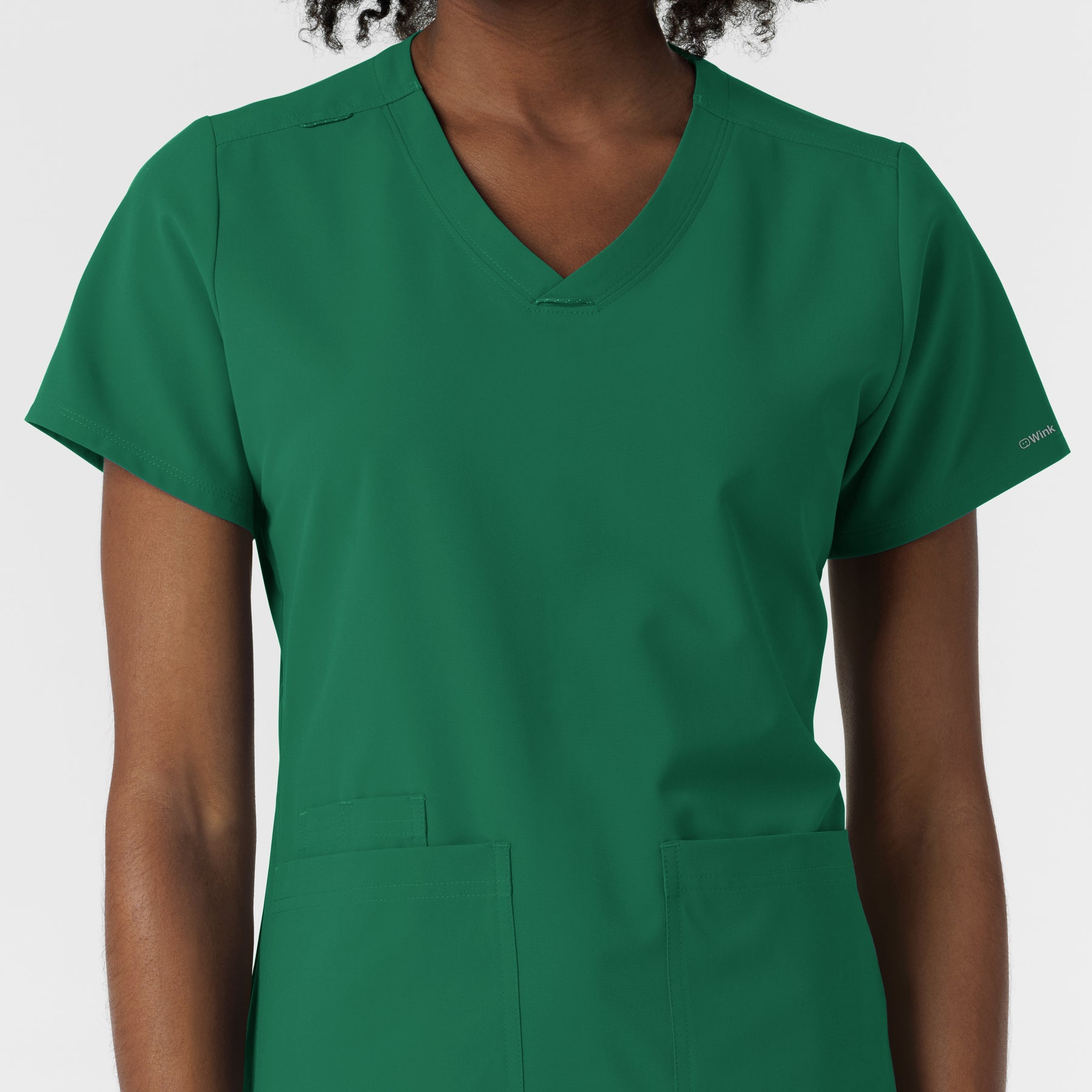 NURTUR Women's V-Neck Scrub Top Hunter side detail 1