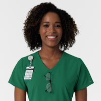 NURTUR Women's V-Neck Scrub Top Hunter side detail 2