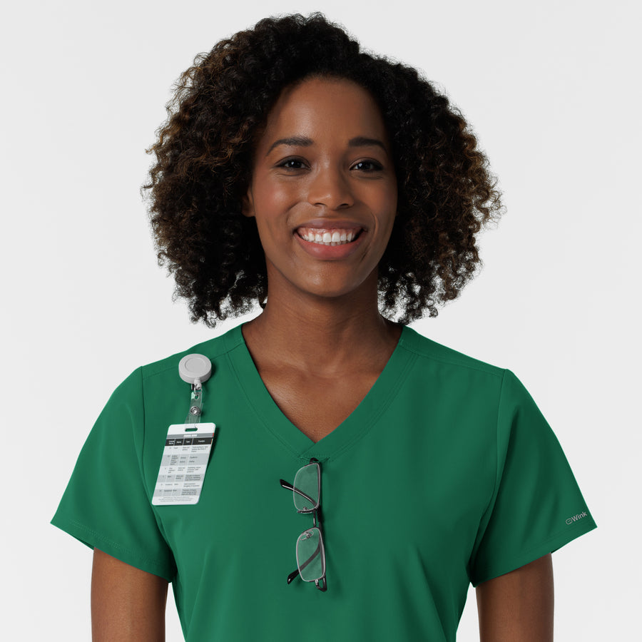 NURTUR Women's V-Neck Scrub Top Hunter side detail 2