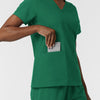 NURTUR Women's V-Neck Scrub Top Hunter hemline detail