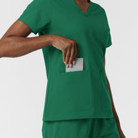 NURTUR Women's V-Neck Scrub Top Hunter hemline detail