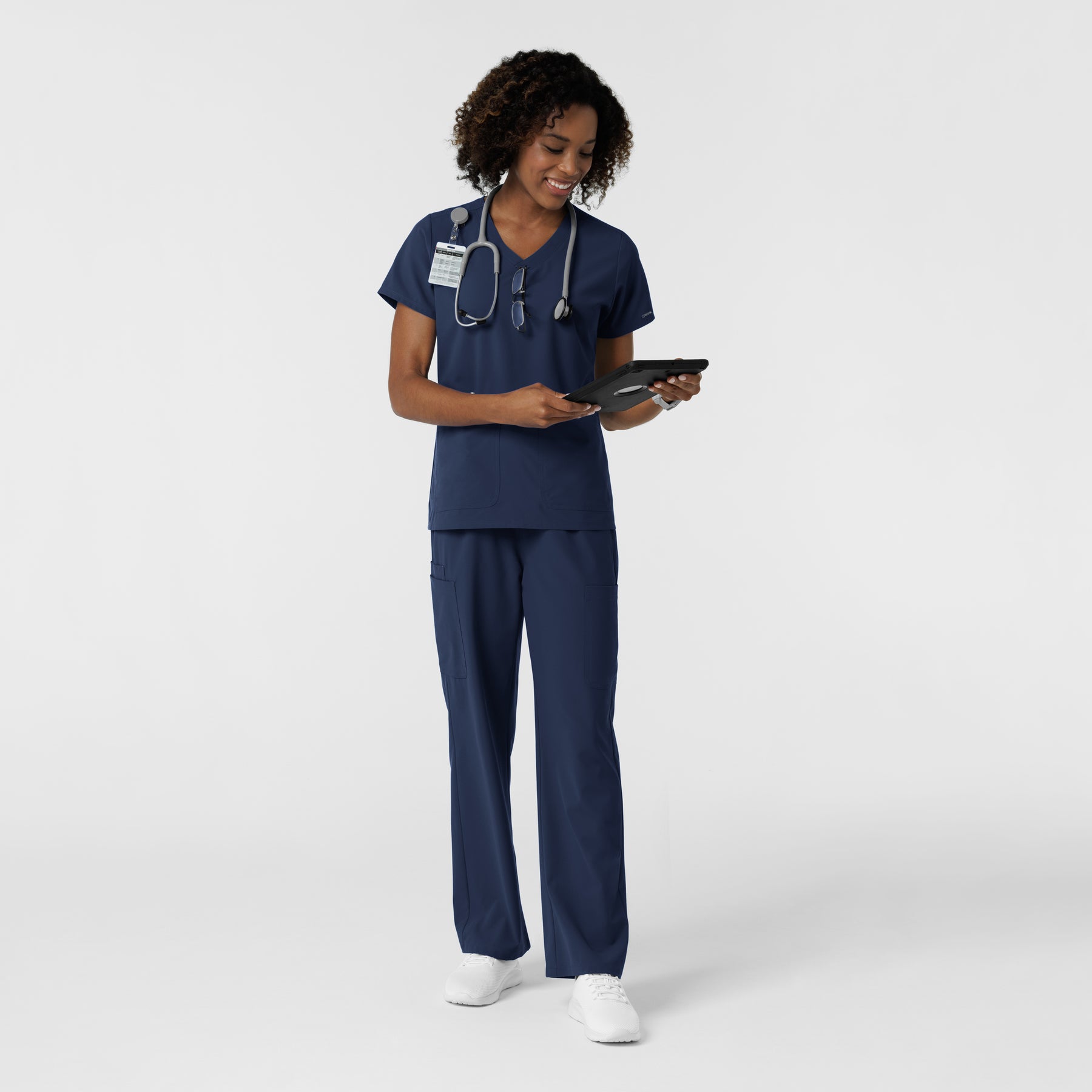 NURTUR Women's V-Neck Scrub Top - Navy scrub set