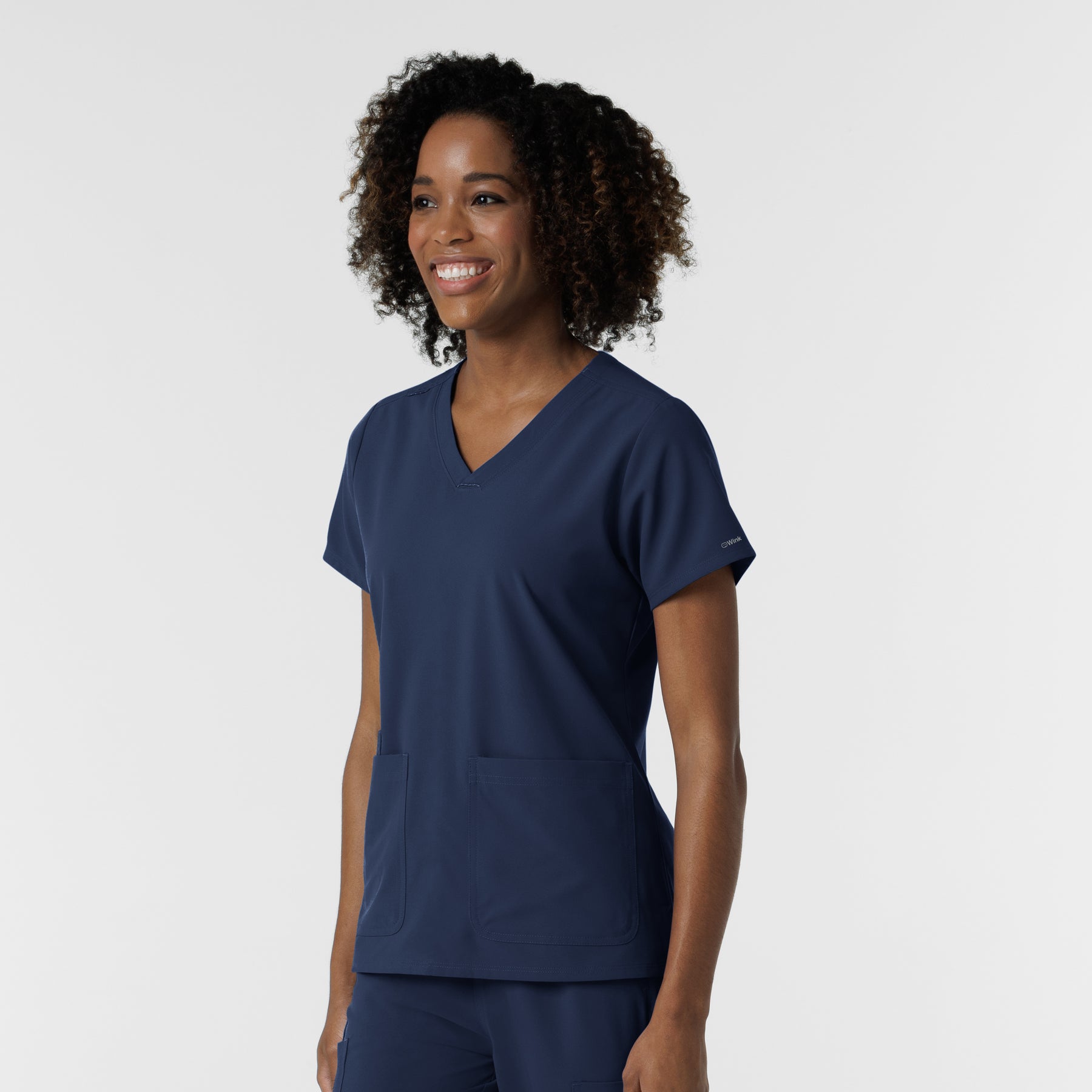 NURTUR Women's V-Neck Scrub Top - Navy side